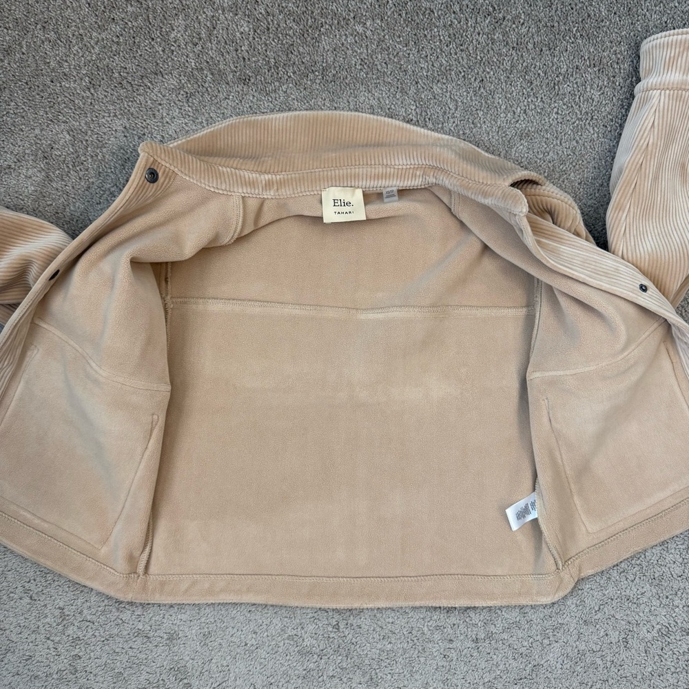Elie Tahari Cropped‎ Velvet Corduroy Utility Jacket Beige XS Shaket - Picture 5 of 7